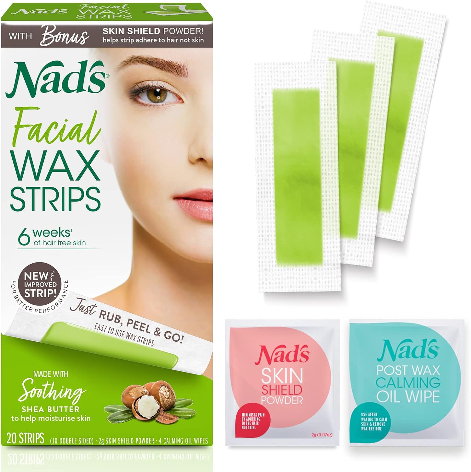 Nad's Facial Wax Strips 20 Piece Facial Wax Strips