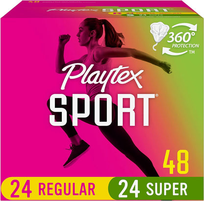 Playtex Sport Tampons, Regular and Super Absorbency, 48 Tampons