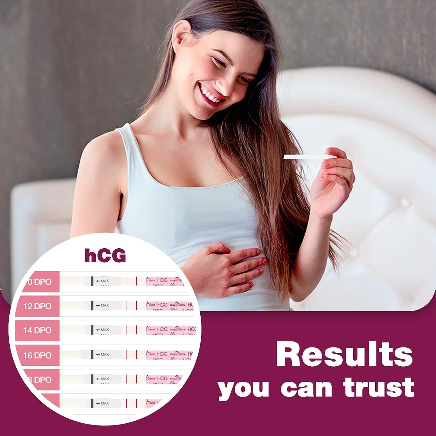 Easy@Home Pregnancy Test Strips: 20 Pack Early Detection Pregnancy Tests - Highly Sensitive Hcg Urine Tests Bulk for Home Use | Accurate Fertility Tests Kit