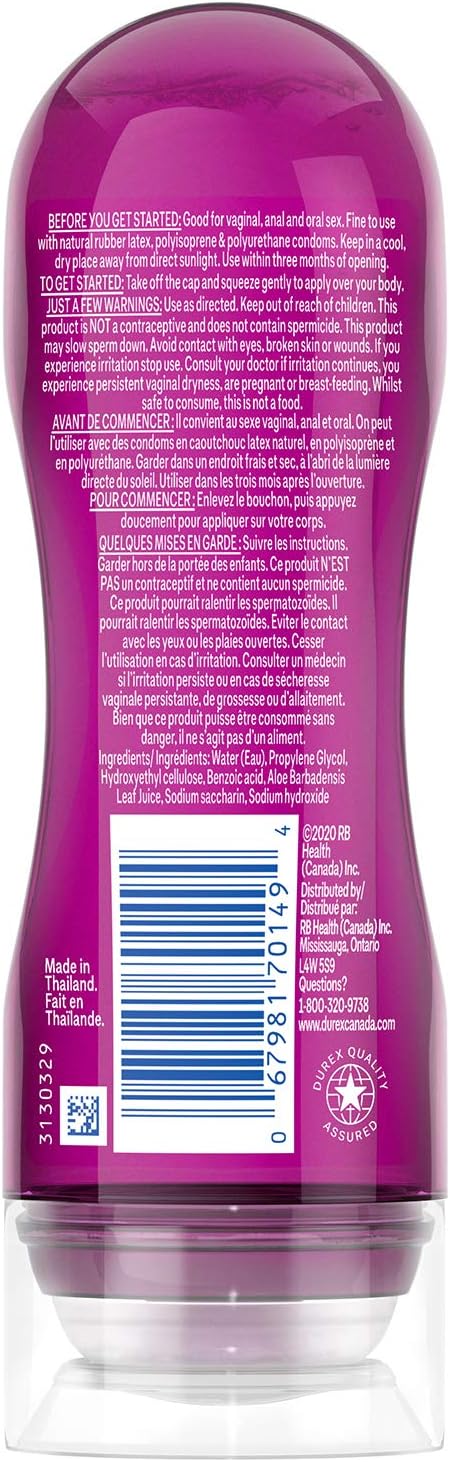 Durex Play, 2-in-1 Massage Gel and Intimate Lubricant, Aloe Vera (200ml).