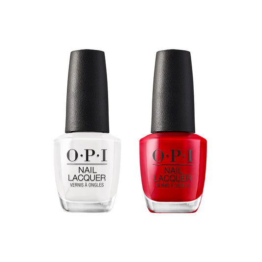 OPI Best Seller Duo Packs Big Apple Red Alpine Snow Nail Lacquer, Strengthener Treatment, Top Coat | 0.5 Fl Oz Each