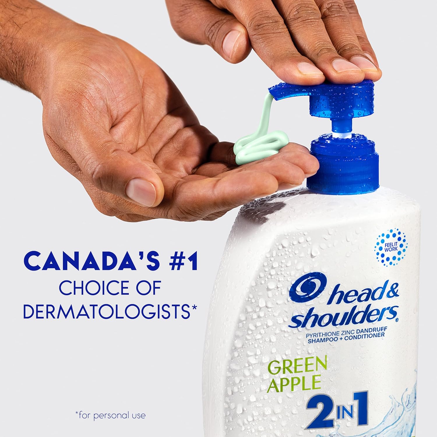 Head & Shoulders Green Apple 2-In-1 Shampoo + Conditioner, White,Green,Blue (835 ml).