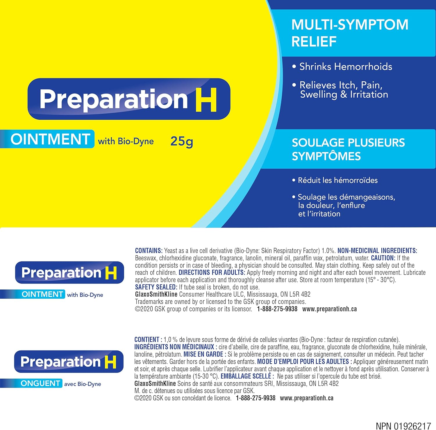 Preparation H® Ointment (25 G) with Bio-Dyne®, Multi-Symptom Hemorrhoid Pain Relief