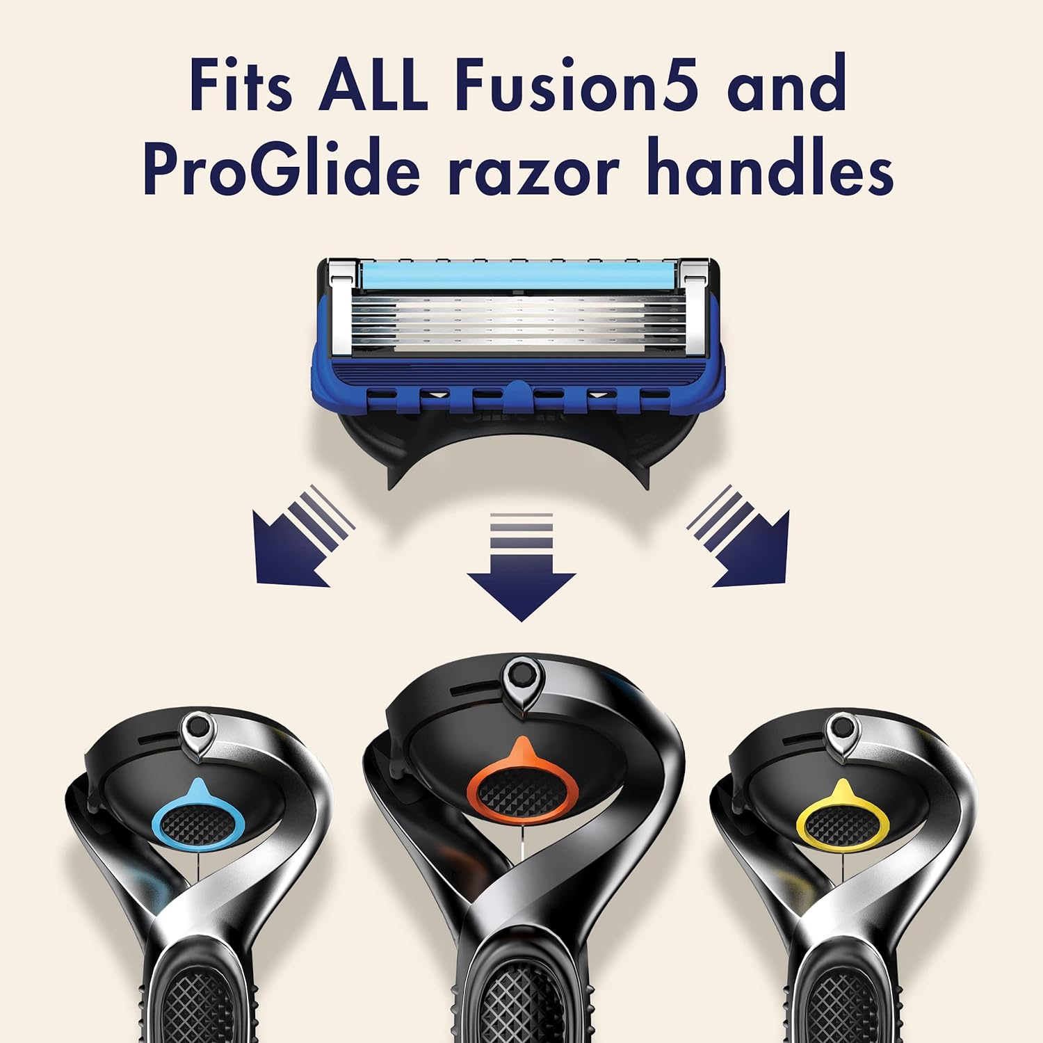 Gillette Men's Razor Blade Refills, 10 Fusion 5 Cartridges, 2 Proglide Cartridges, Blue,Orange,Green, 1 Count (Pack of 12)