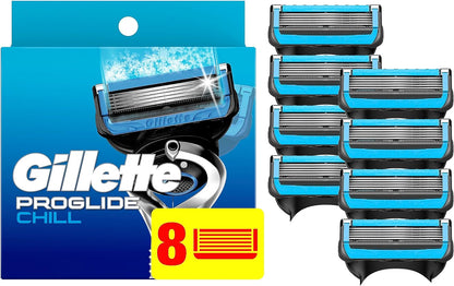 Gillette Proglide Chill Men's Razor Blade Refills, 8 Refills, Cooling Technology Chills Skin