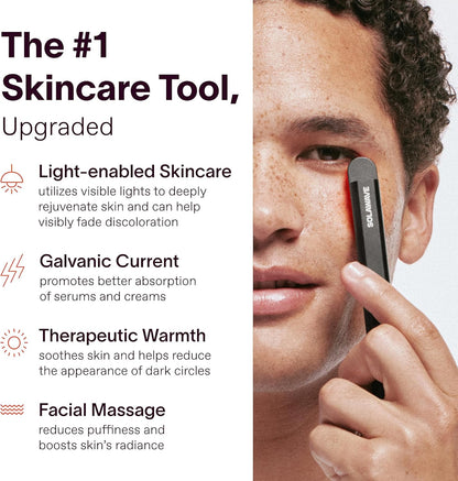 4-In-1 Radiant Renewal Wand and Serum Bundle, Face Skincare Wand with Facial Massager, Facial Wand with Renew Complex Serum (Matte Black)