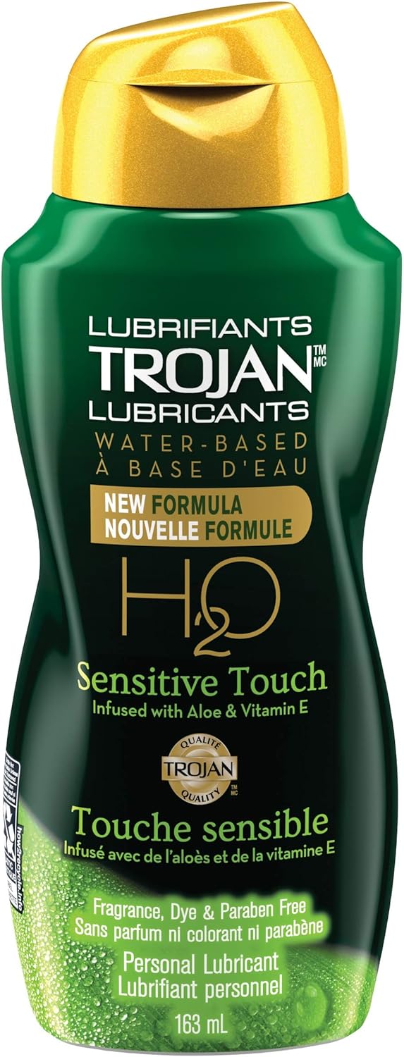 Trojan H20 Sensitive Touch Water-Based Personal Lube, Aloe & Vitamin E Infused Lubricant, Hyaluronic Moisturizers, Fragrance, Dye & Paraben Free (163 ml).