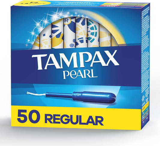 Tampax Pearl Tampons, Plastic Applicator, Regular Absorbency, 50 Count