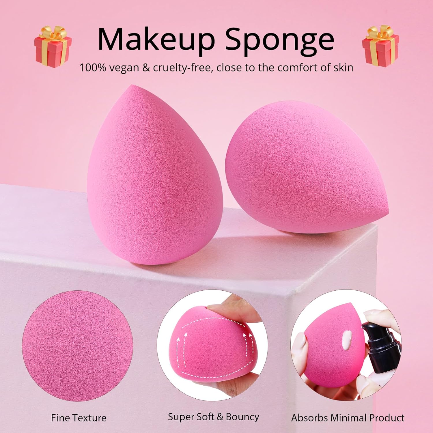 12Pcs Makeup Brush Set Premium Synthetic Foundation Face Powder Blush Eyeshadow Kabuki Brush Kit, Professional Makeup Brushes with 2Pcs Makeup Sponge (Black/Silver)