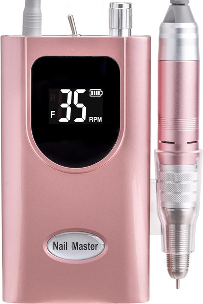 Delanie Professional Nail Drill for Acrylic Nails, High Torque 35,000 RPM Rechargeable Electric Nail File for Acrylic Nails, 2,000Mah, LCD Display, High Speed, Low Heat, Low Vibration Purple