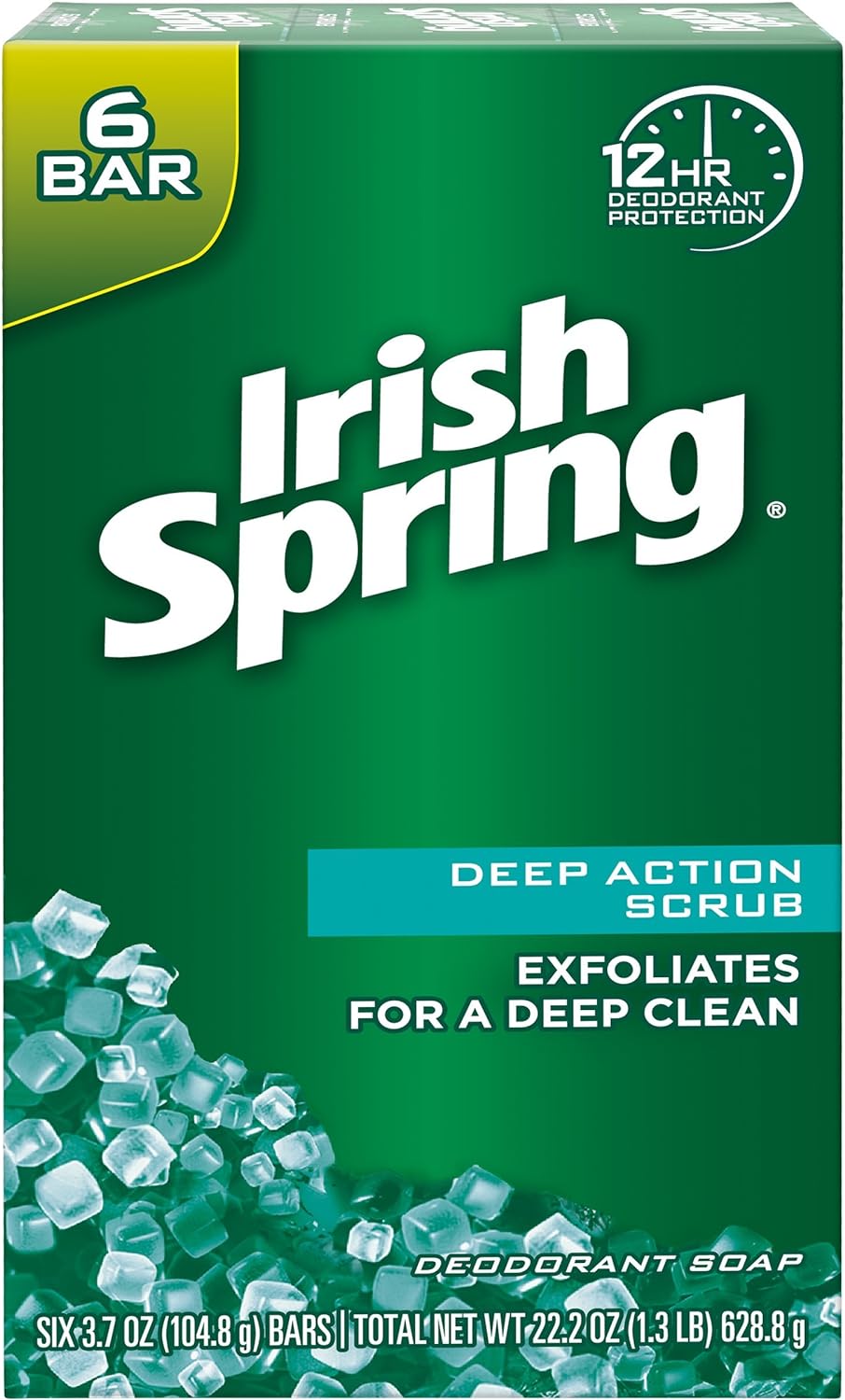 Irish Spring Deep Action Scrub Bar Soap 3.7 Ounce (Pack of 6).