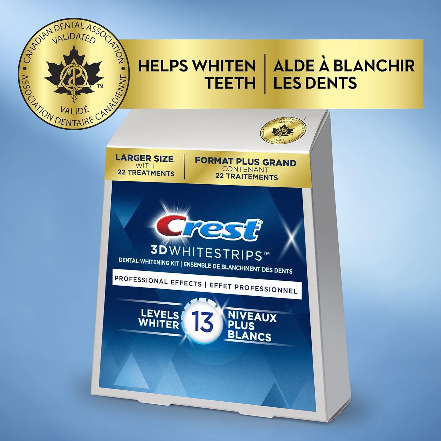 Crest 3D White Whitestrips Professional Effects Teeth Whitening Kit, 22 Treatments, 13 Levels Whiter
