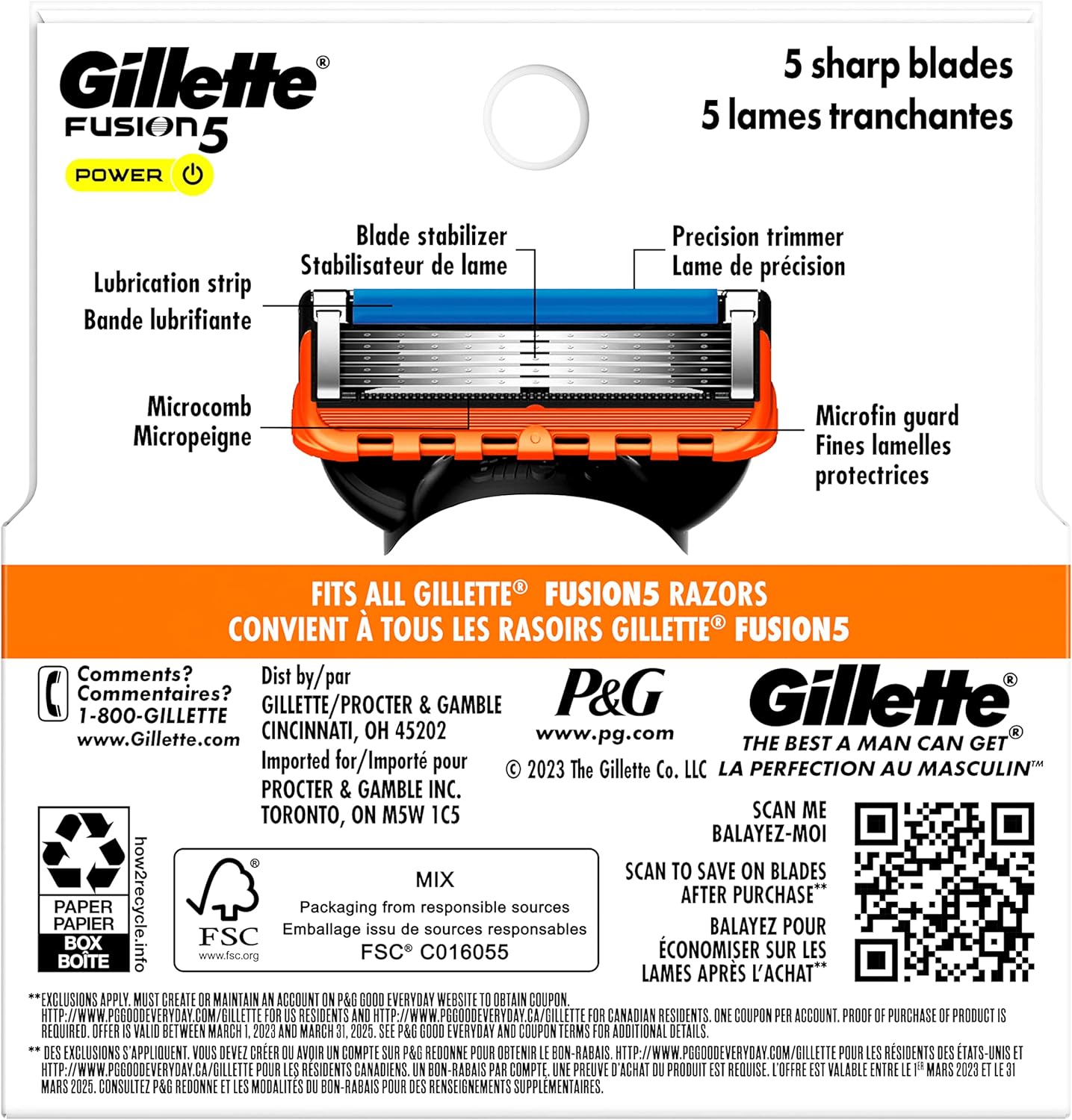 Gillette Fusion Power Men’s Razor Blade Refills 4 Count