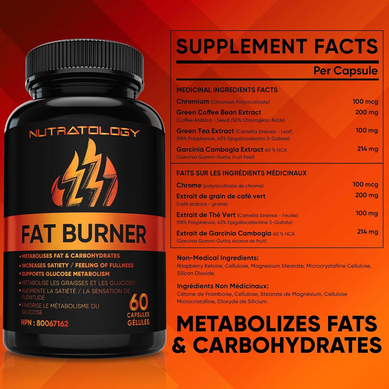 Nutratology Thermogenic Fat Burner Formulated to Metabolize Carbohydrates & Fats - Appetite Suppressant That Helps to Increase Satiety - Weight Loss Pills for Women & Men - Bloating Relief - Keto-Friendly - 60 Diet Pills / Capsules