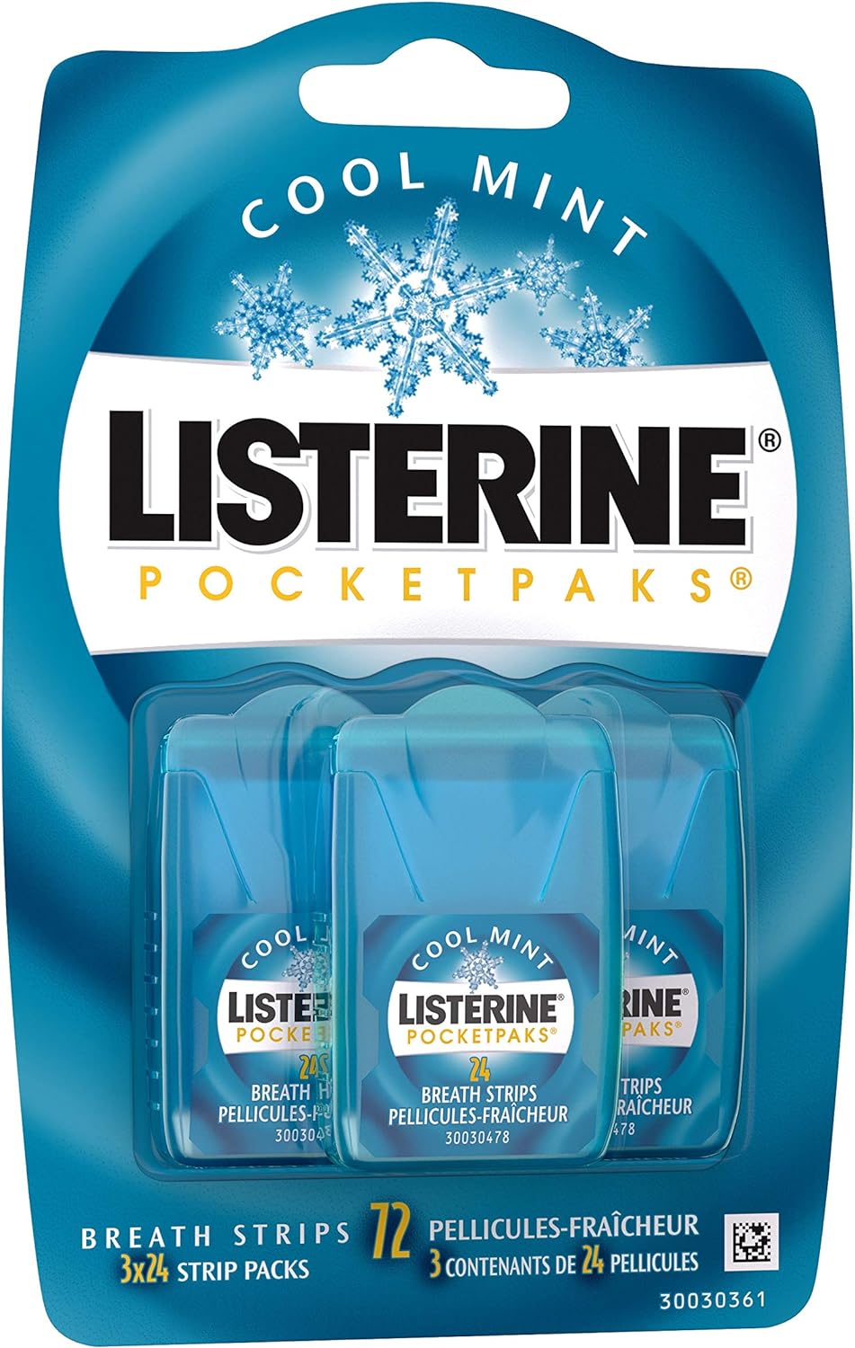 Listerine Freshburst Pocketpaks Bad Breath Strips (Pack of 3 with 24 strips).