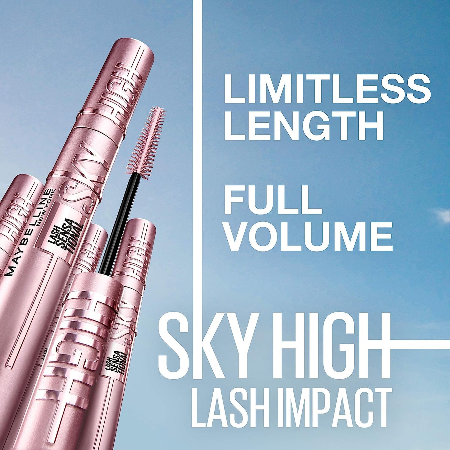 Maybelline Volumizing and Lengthening Mascara, for Sky-High Lashes, Lightweight Formula, Smudge-Proof and Flake-Free, Long-Lasting Lift and Drama, Sky High Mascara, Black, 0.3 Fl. Oz