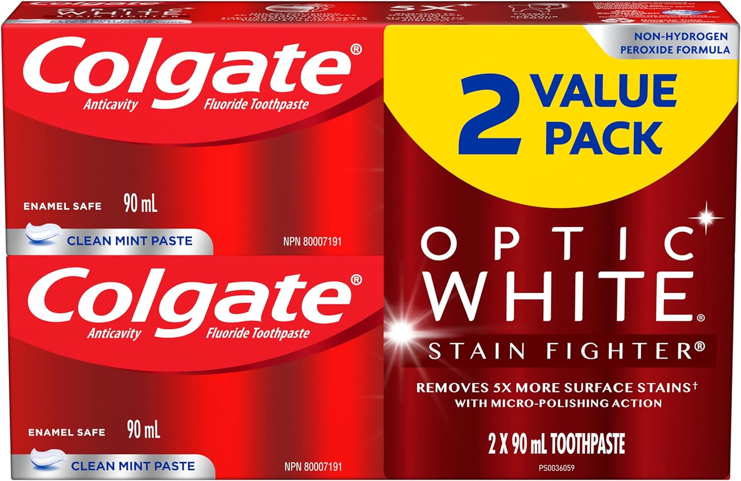 Colgate Optic White Stain Fighter Gel Toothpaste (A pack of two 90 ml).