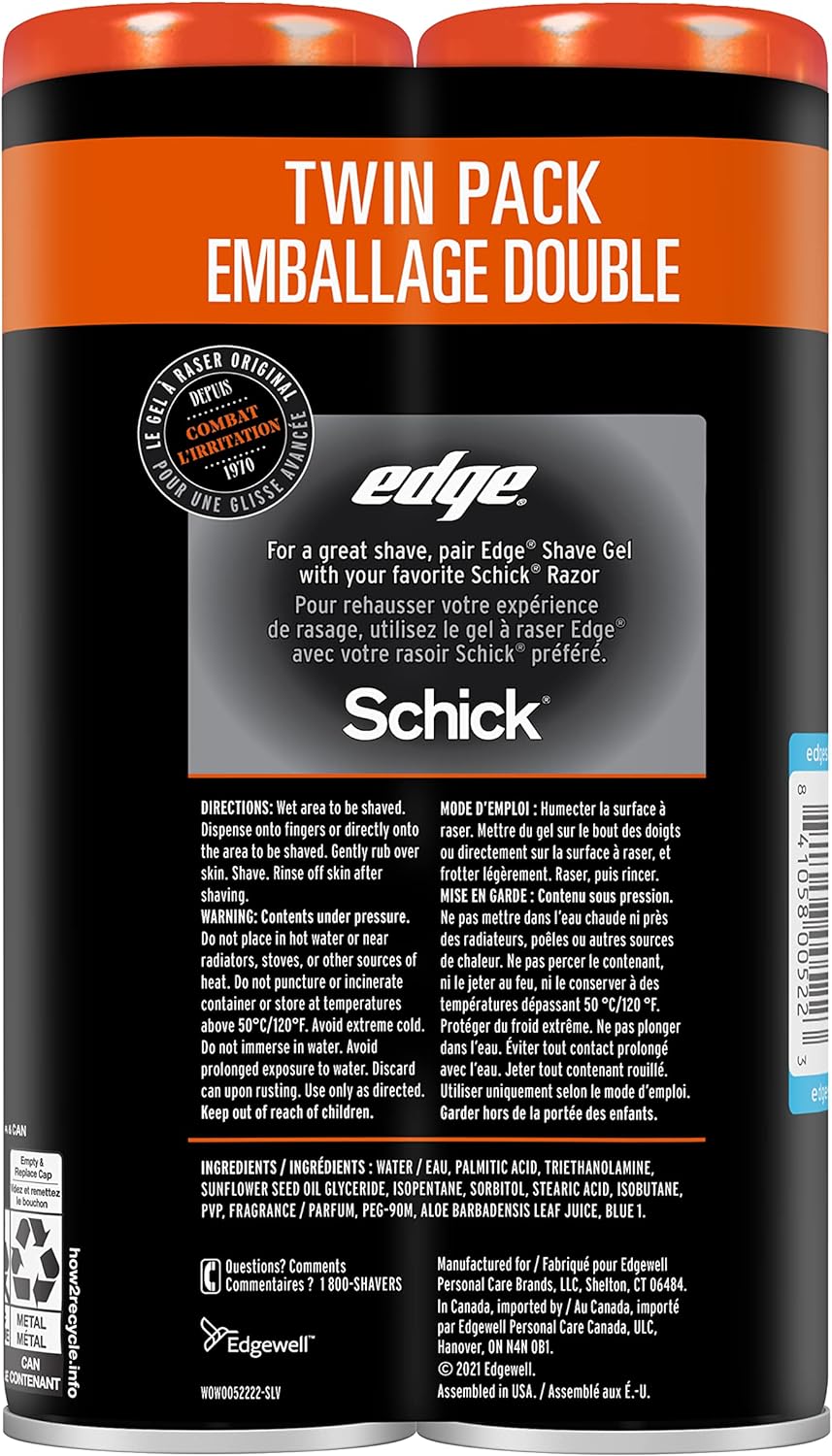 Schick Edge Sensitive Skin Shaving Gel (A pack of two 198 G bottles).
