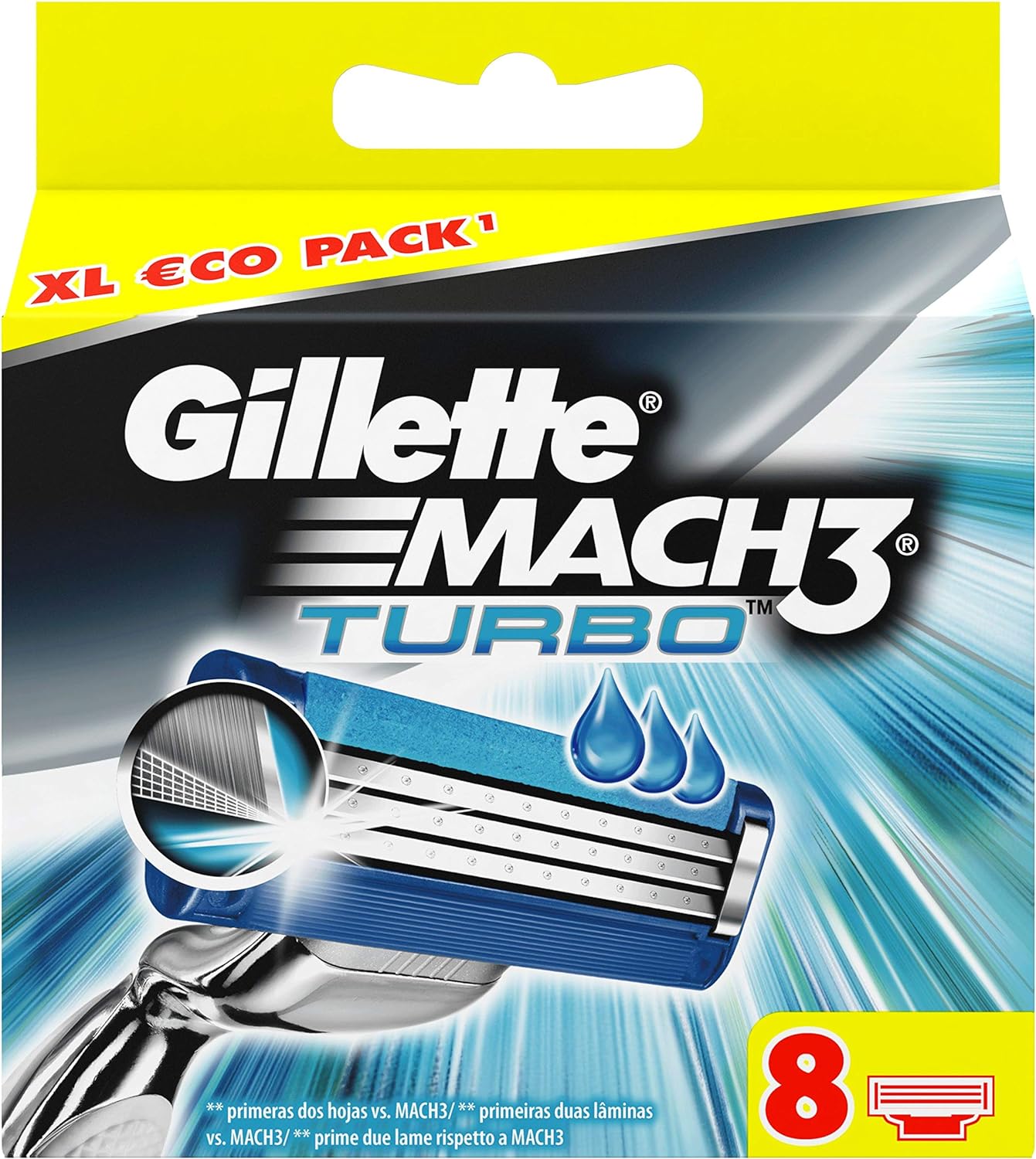 Gillette Mach3 Turbo Razor Replacement Blades (Pack of 8)
