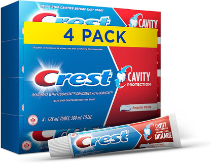 Crest Cavity Protection Toothpaste, Regular Paste (A pack of four 125 ml).