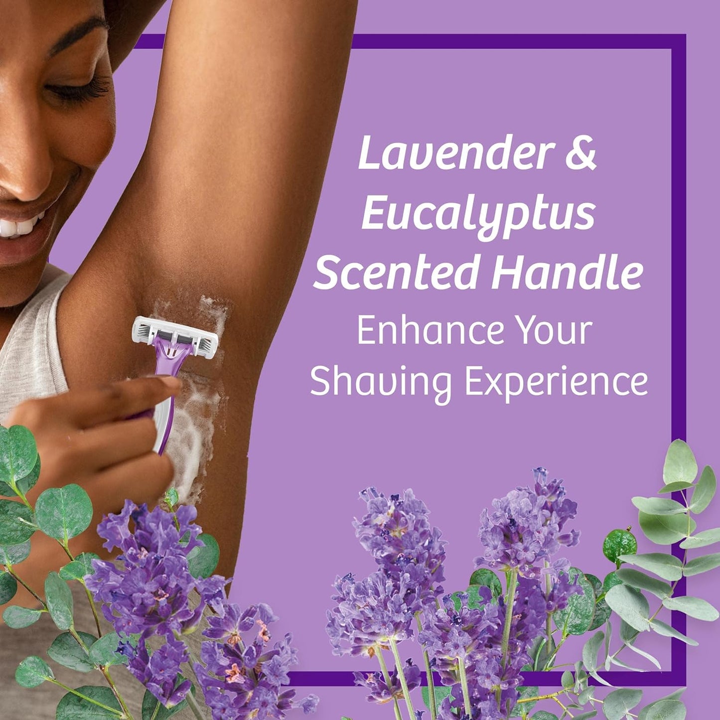 BIC Soleil Escape Women'S Disposable Razors with 4 Blades for a Sensorial Experience and Comfortable Shave, Pack of Lavender & Eucalyptus Scented Handle Shaving Razors for Women, 4 Count