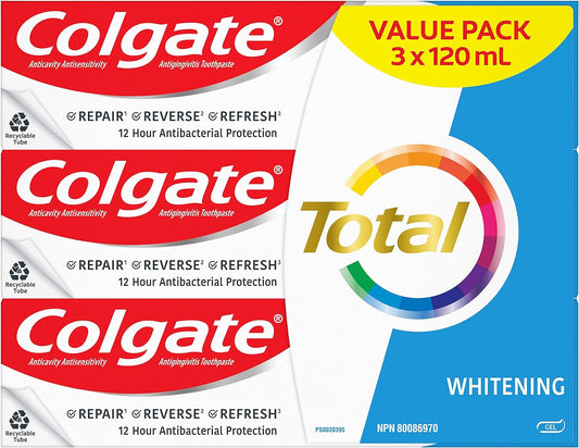 Colgate Total Whitening Toothpaste (A pack of three 120 ml).
