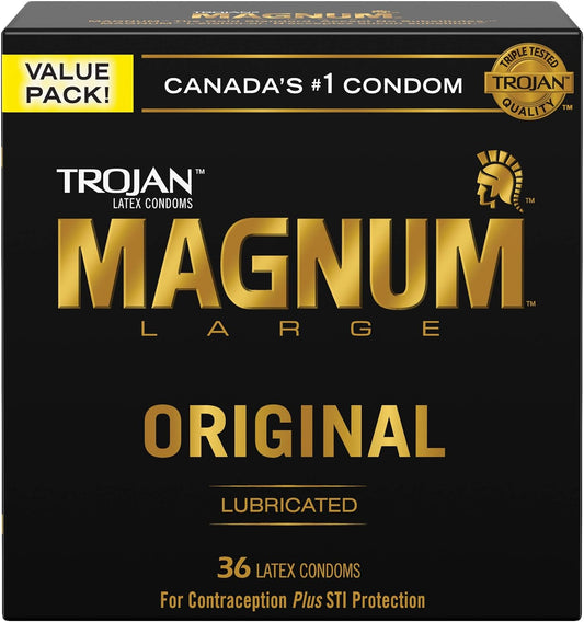 Trojan Magnum L Lubricated Latex Condoms, 36 Count