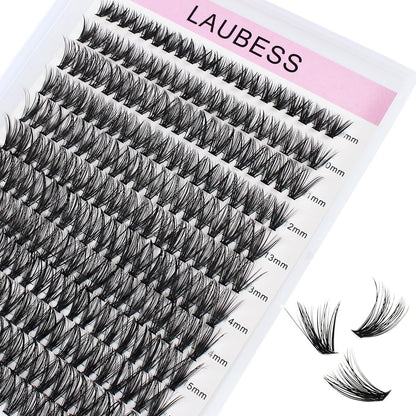 Cluster Lashes 240Pcs 40D DIY Eyelash Extension D Curl Long Individual Lashes Mixed Tray Faux Mink Lash Clusters Extensions 0.07 0.10 Black (40D-0.07D-9-16Mm) (Choose Sold by  Lashes)