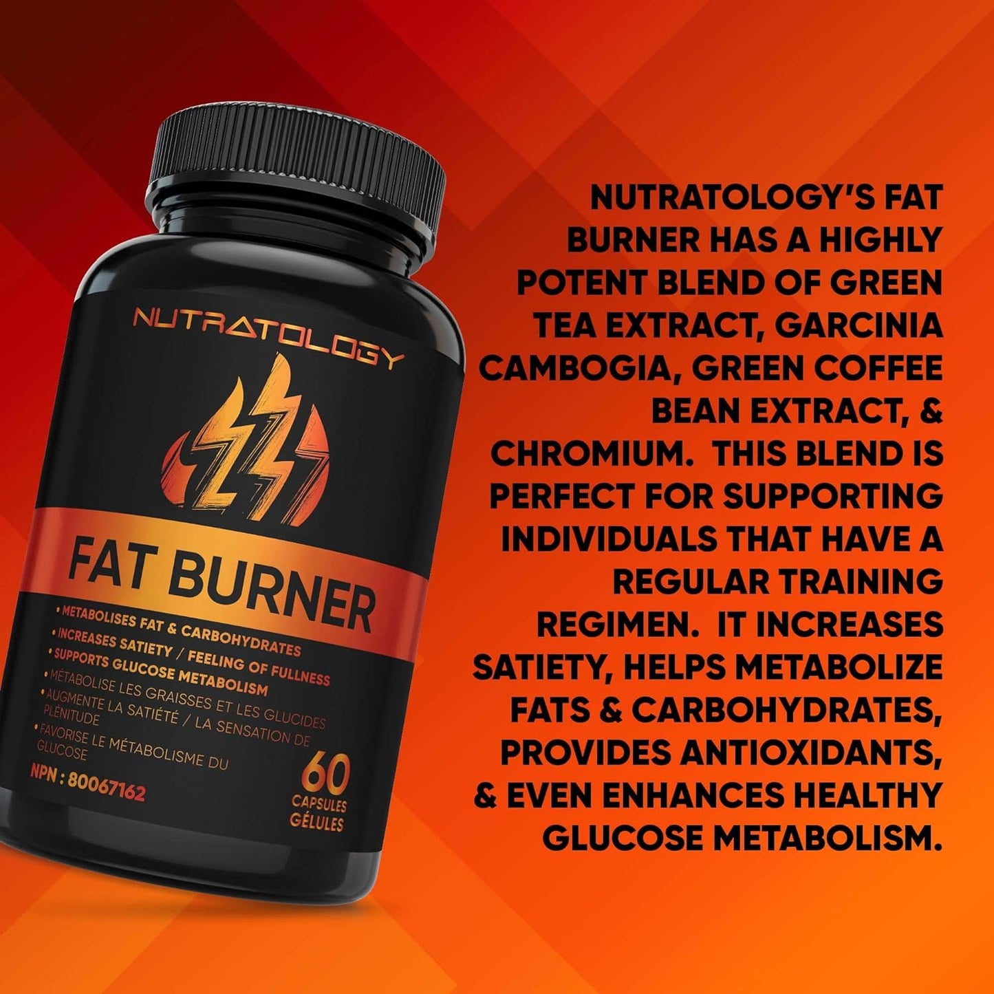 Nutratology Thermogenic Fat Burner Formulated to Metabolize Carbohydrates & Fats - Appetite Suppressant That Helps to Increase Satiety - Weight Loss Pills for Women & Men - Bloating Relief - Keto-Friendly - 60 Diet Pills / Capsules