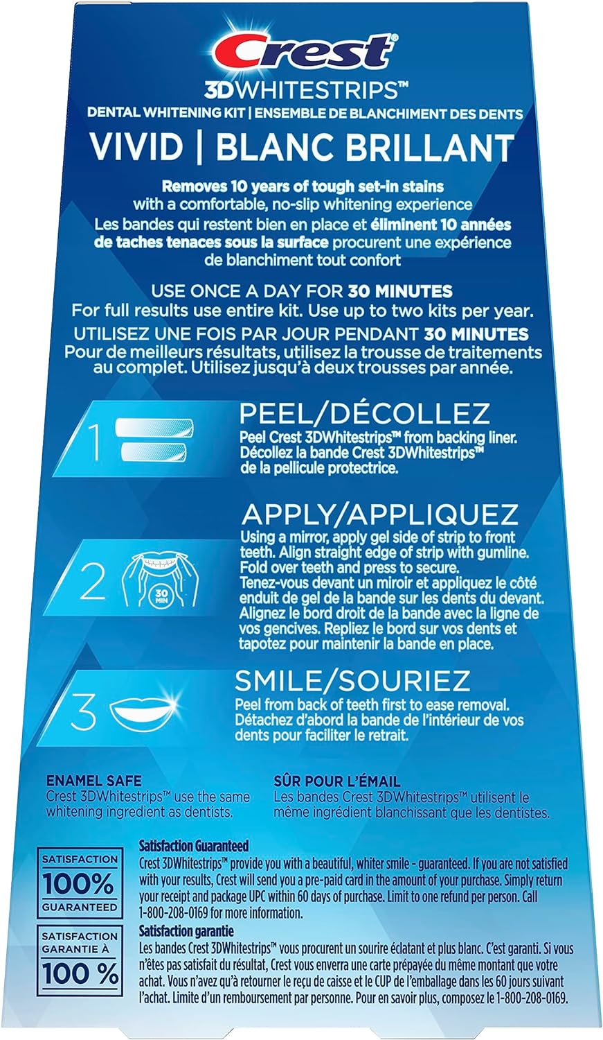Crest 3D White Teeth Whitening Kit Whitestrips Classic Vivid 10 Treatments