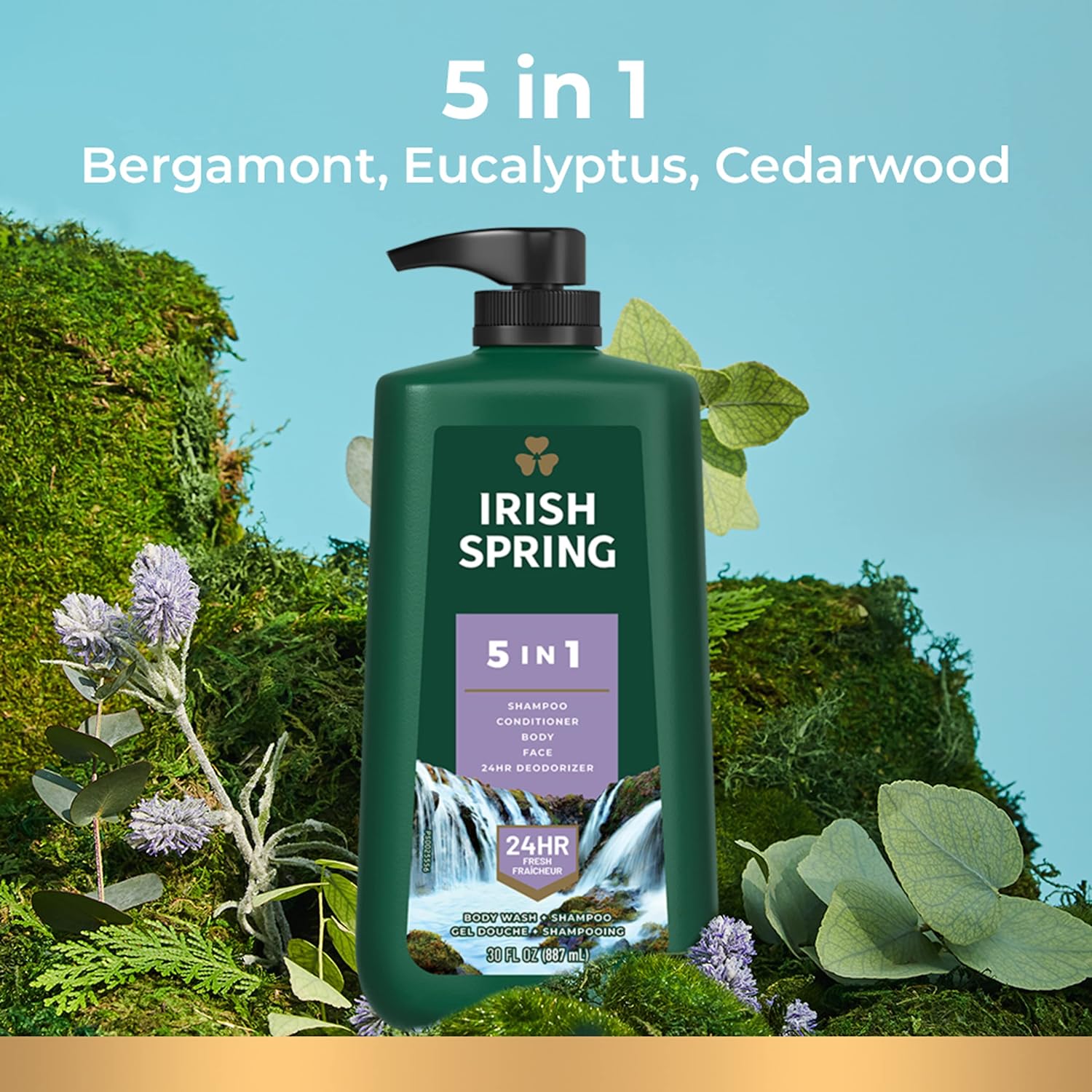 Irish Spring 5-In-1 Body Wash for Men (887 ml).