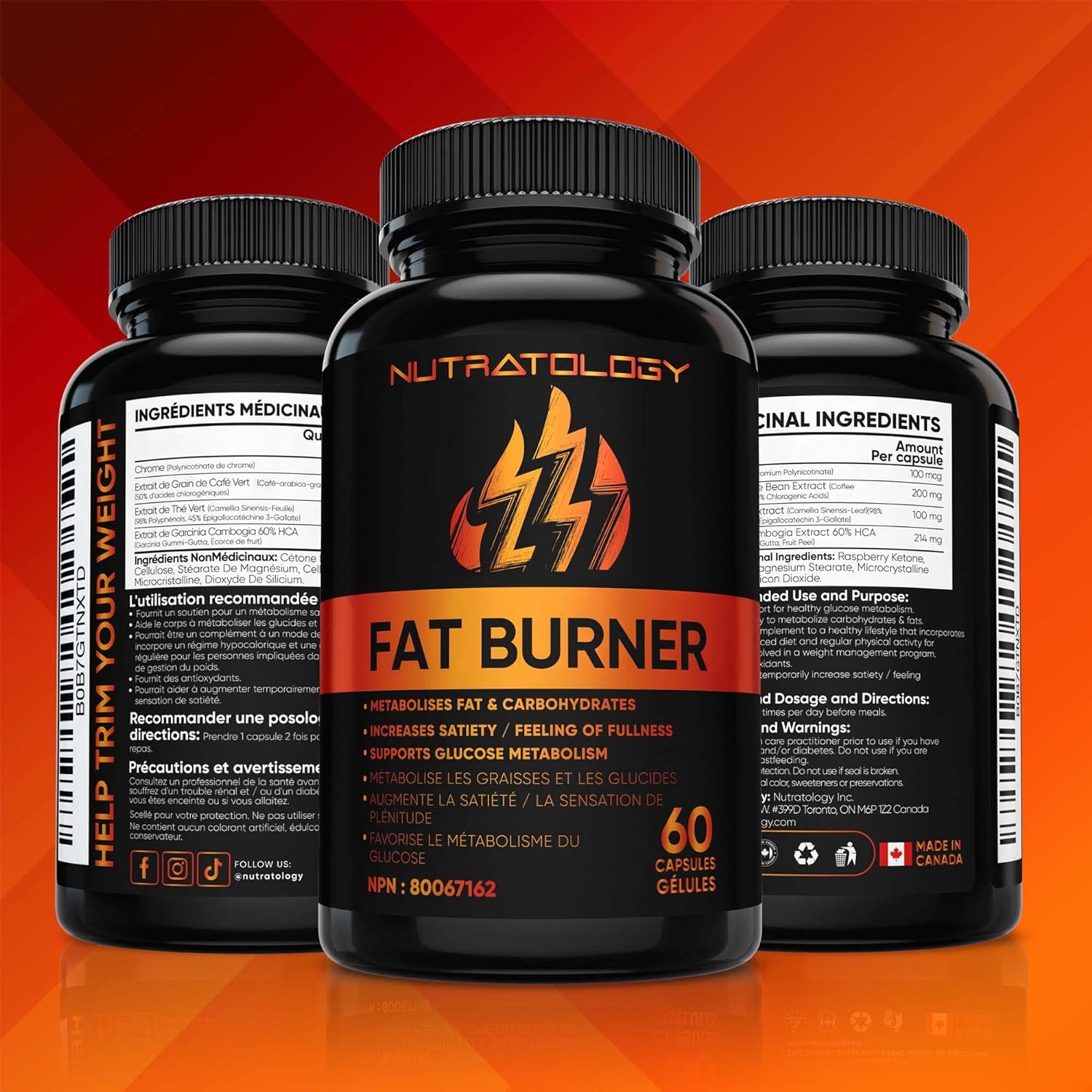 Nutratology Thermogenic Fat Burner Formulated to Metabolize Carbohydrates & Fats - Appetite Suppressant That Helps to Increase Satiety - Weight Loss Pills for Women & Men - Bloating Relief - Keto-Friendly - 60 Diet Pills / Capsules