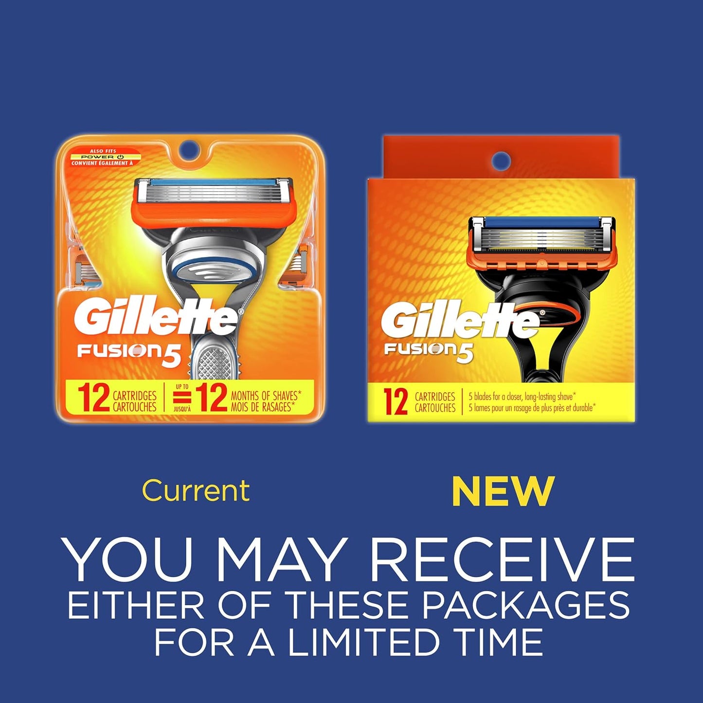 Gillette Fusion 5 Manual Men's Razor Blade Refills 12 Count