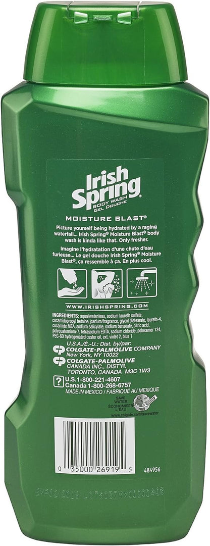 Irish Spring Moisture Blast Moisturizing Body Wash, 18 Ounce (Pack of 4).