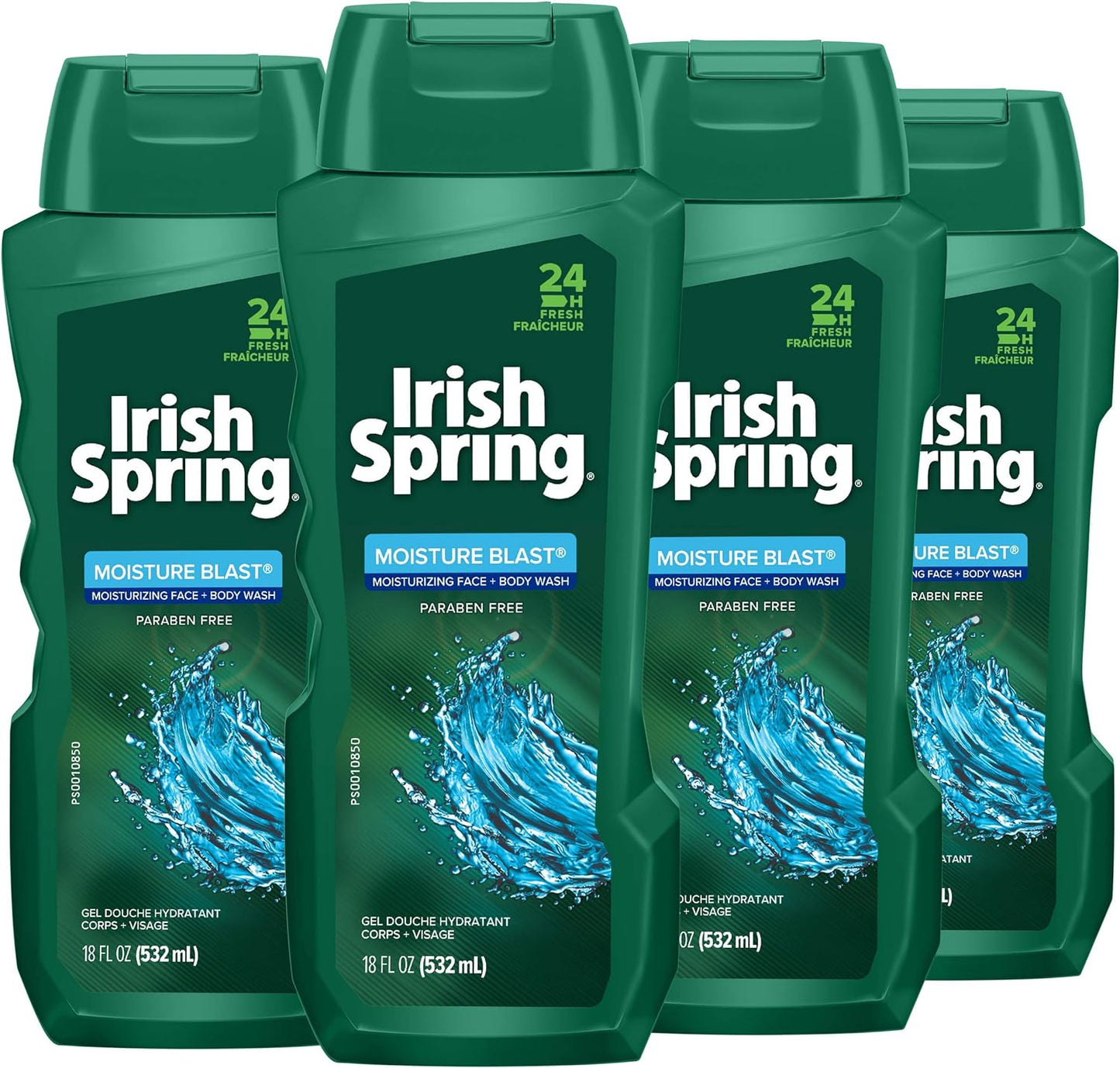 Irish Spring Moisture Blast Moisturizing Body Wash, 18 Ounce (Pack of 4).