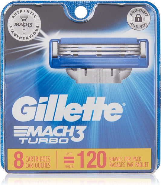 Gillette Mach3 Turbo Men's Razor Blade Refill Catridges, 8 Count