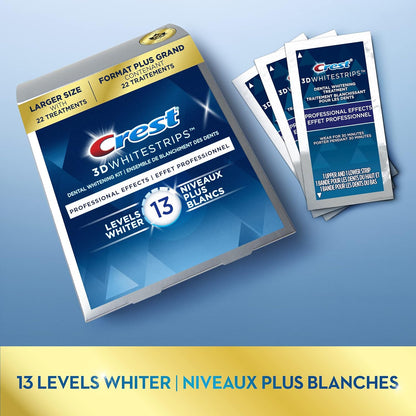 Crest 3D White Whitestrips Professional Effects Teeth Whitening Kit, 22 Treatments, 13 Levels Whiter