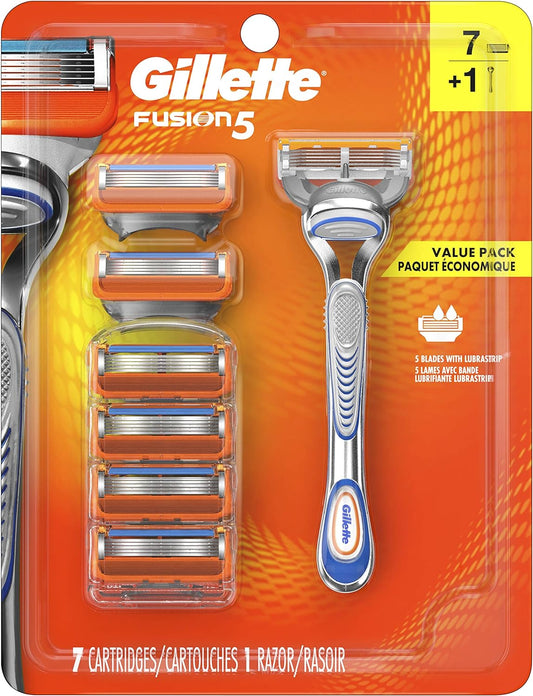 Gillette Fusion 5 Mens Razor, Includes 1 Handle, 7 Razor Blade Refills