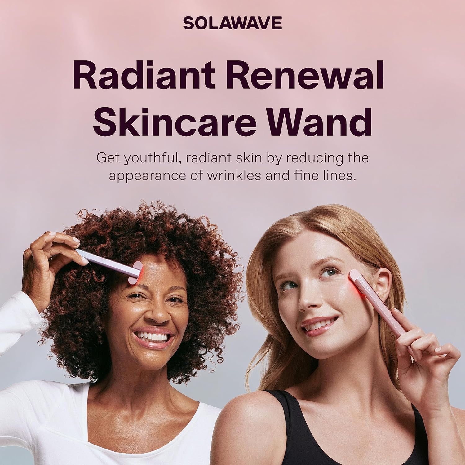 4-In-1 Radiant Renewal Wand and Serum Bundle, Face Skincare Wand with Facial Massager, Facial Wand with Renew Complex Serum (Rose Gold)