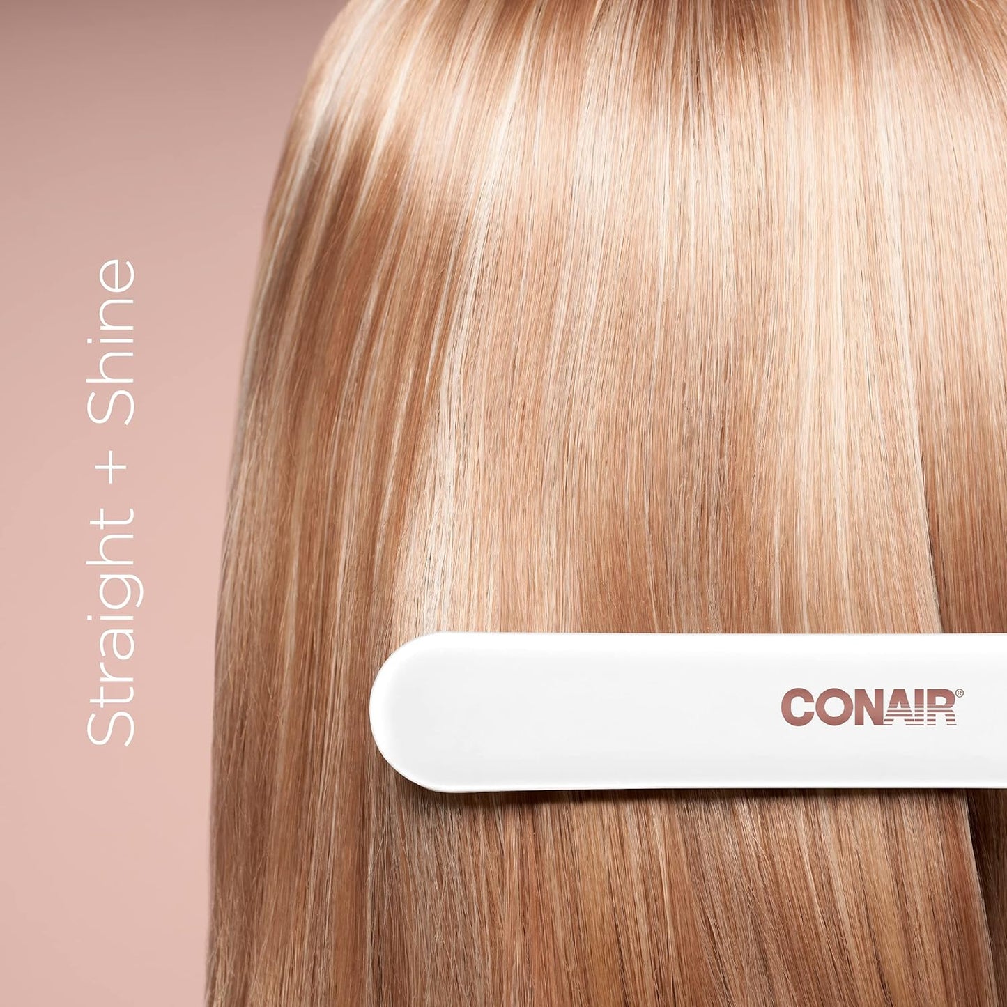 Double Ceramic Flat Iron, 1 Inch, White/Rose Gold