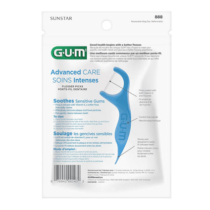 GUM Sunstar 888JC  Advanced Care Flossers, Fresh Mint, Vitamin E & Fluoride, 150 Count (Packaging May Vary)