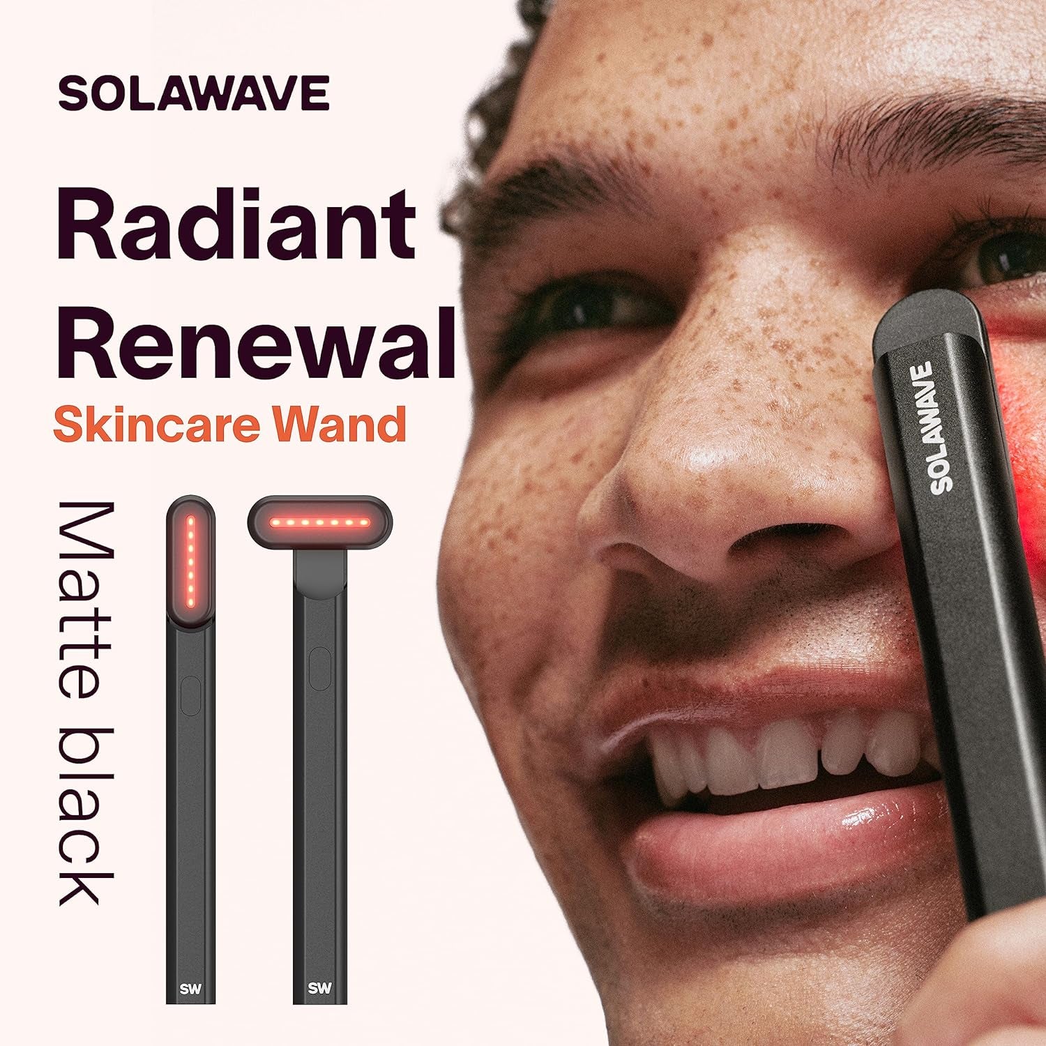 4-In-1 Radiant Renewal Wand and Serum Bundle, Face Skincare Wand with Facial Massager, Facial Wand with Renew Complex Serum (Matte Black)