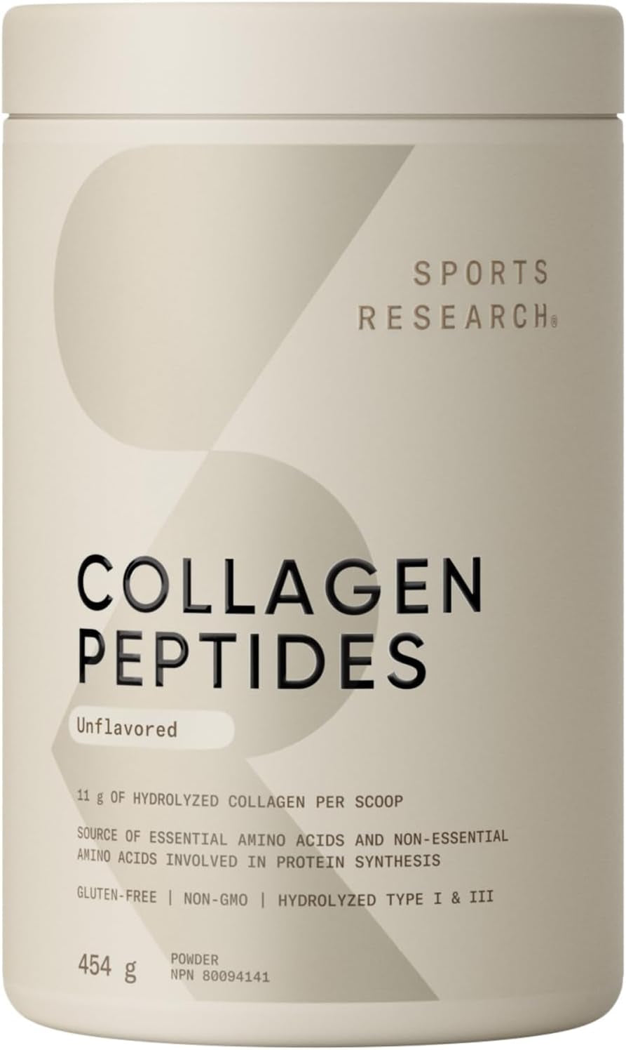 Sports Research Collagen Peptides - Hydrolyzed Type 1 & 3 Collagen Powder Protein Supplement for Healthy Skin, Nails, Bones & Joints - Easy Mixing Vital Nutrients & Proteins, Collagen for Women & Men