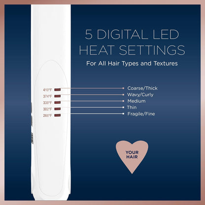 Double Ceramic Flat Iron, 1 Inch, White/Rose Gold