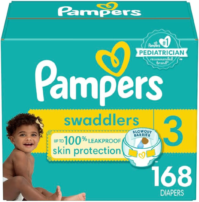 Diapers Size 3, 168 Count -  Swaddlers Disposable Baby Diapers (Packaging & Prints May Vary)