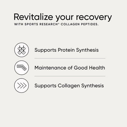 Sports Research Collagen Peptides - Hydrolyzed Type 1 & 3 Collagen Powder Protein Supplement for Healthy Skin, Nails, Bones & Joints - Easy Mixing Vital Nutrients & Proteins, Collagen for Women & Men