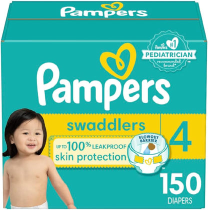 Diapers Size 4, 150 Count -  Swaddlers Disposable Baby Diapers (Packaging & Prints May Vary)